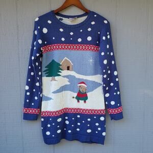 Asos Dog Snow Christmas Sweater Tunic Size 4